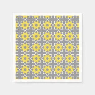 Det moderna Trendiget Grått och Gula blommor Pappersservett