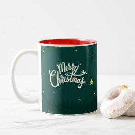 Det moderna Trendiget Grönt Träd God jul Mugg
