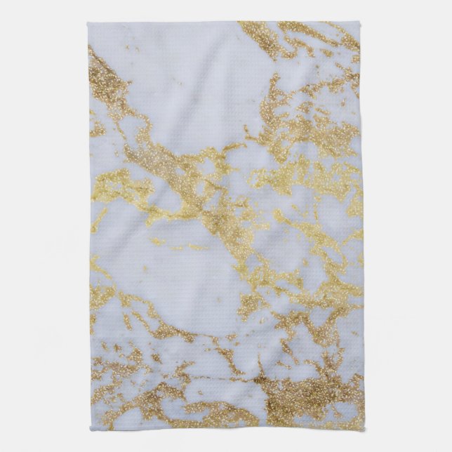 Det moderna Trendiget Guld Glitter Marble Kökshandduk (Vertikal)