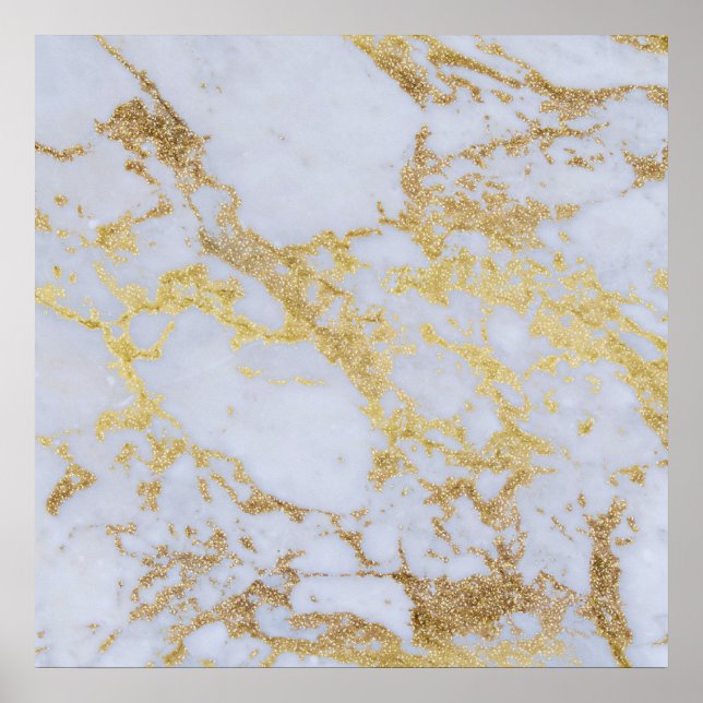 Det moderna Trendiget Guld Glitter Marble Poster (Framsidan)