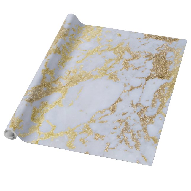 Det moderna Trendiget Guld Glitter Marble Presentpapper (Utrullad)