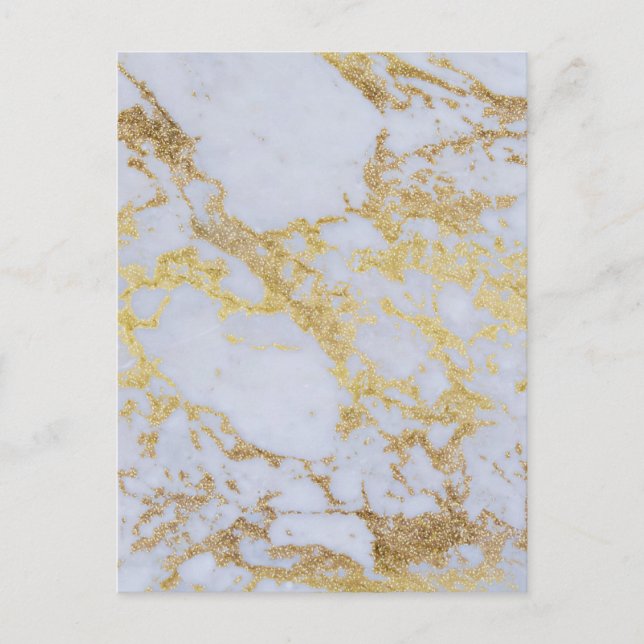 Det moderna Trendiget Guld Glitter Marble Vykort (Framsida)