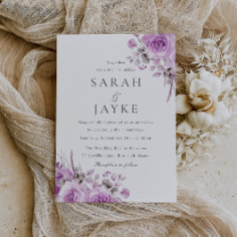 Det moderna Trendiget Lavender Ro Boho Blommigt Br Inbjudningar