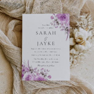Det moderna Trendiget Lavender Ro Boho Blommigt Br Inbjudningar
