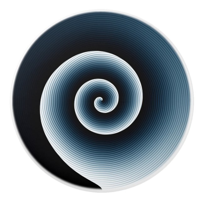 Det moderna Trendiget Prussian Blue Spiral Mönster Knopp (Framsidan)