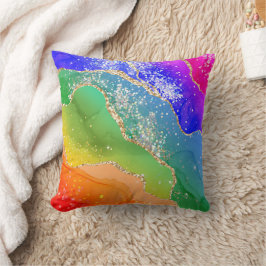 Det moderna Trendiget Rainbow Glitter Kudde