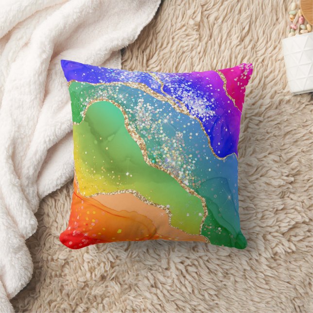 Det moderna Trendiget Rainbow Glitter Kudde (Filt)