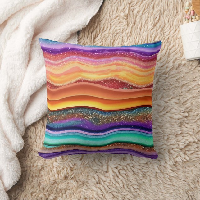 Det moderna Trendiget Rainbow Glitter Kudde (Filt)