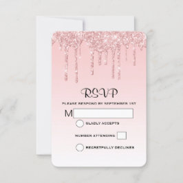Det moderna Trendiget Rosa Faux Glitter Bröllop OSA Kort