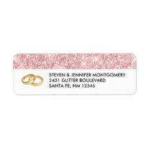 Det moderna Trendiget Rosa Glitter och Guld Bröllo