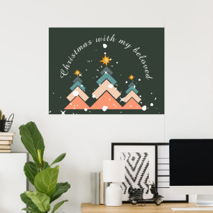 Det moderna Trendiget Snö Julgran Poster