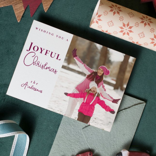 Det moderna Trendiget snöflingor Photo Helgdag Julkort (Modern Trendy Christmas Photo Holiday Card)
