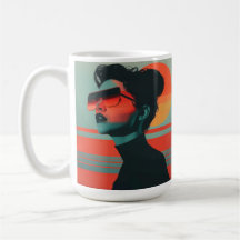 Det moderna Trendiget Woman Retro Sunset Coffee Mu