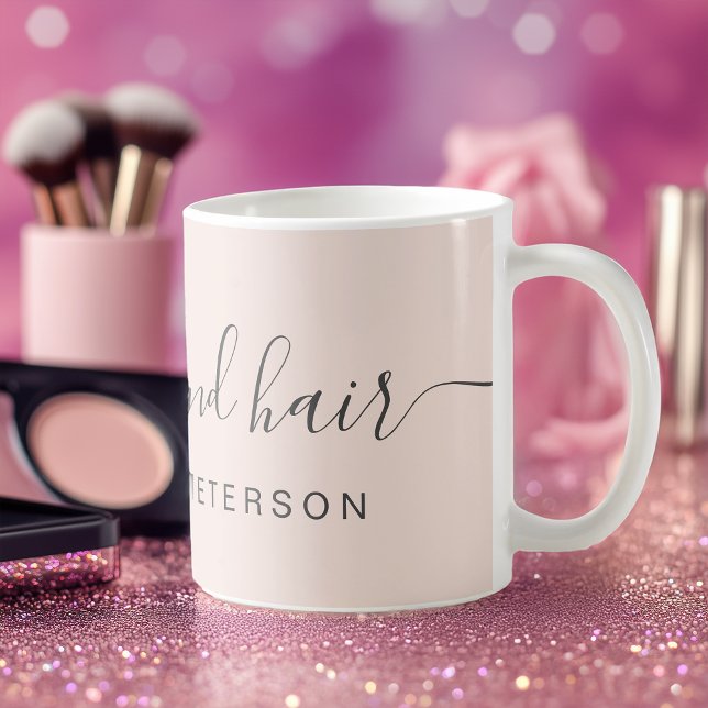 Det moderna trendigets  rosa i namn kaffemugg (Modern trendy blush pink makeup name coffee mug)
