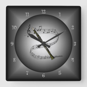 Det ~Musical Clarinet~Musical jordklotet Fyrkantig Klocka