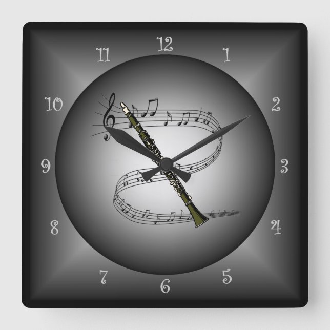 Det ~Musical Clarinet~Musical jordklotet Fyrkantig Klocka (Framsida)