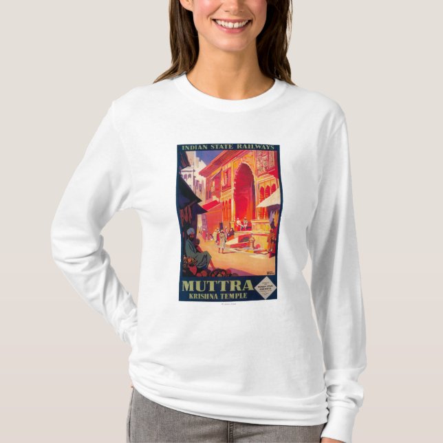 Det Muttra Krishna tempelet reser affischen T-shirt (Framsida)