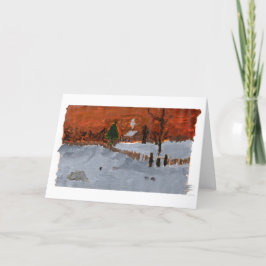 Det mysigt huset i snöig landskap noterar kortet kort