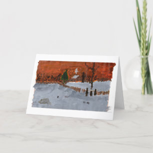 Det mysigt huset i snöig landskap noterar kortet kort
