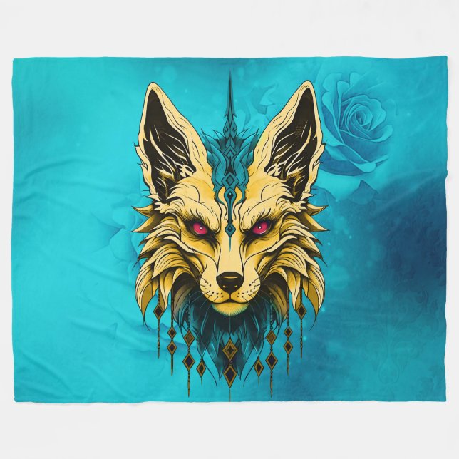 Det mystiska rävhuvudet, ädel och mystisk. fleecefilt (Framsidan (Horisontell))