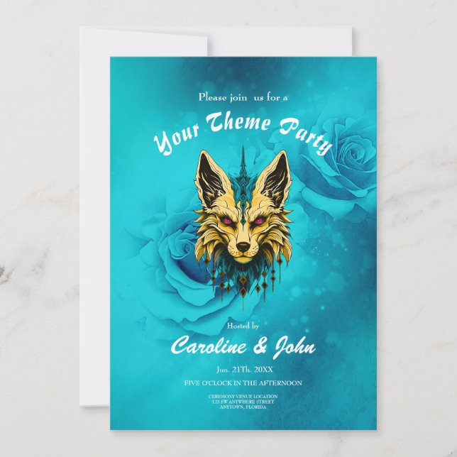 Det mystiska rävhuvudet, ädel och mystisk inbjudningar (Framsida)