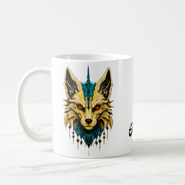 Det mystiska rävhuvudet, ädel och mystisk. kaffemugg (Vänster)
