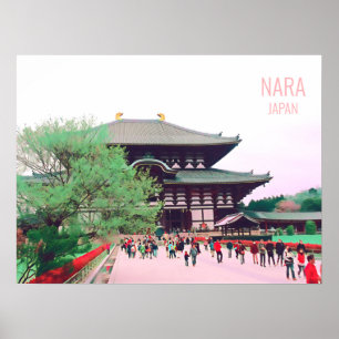 Det Nara Japan Todai-ji tempelet reser trycket Poster
