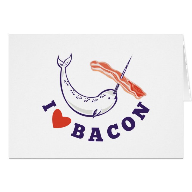 det narwhal val älskar jag bacon hälsningskort (Framsidan Horizontal)
