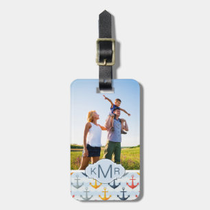 Det nautiska beställnings- fotoet & monogramen bagagebricka