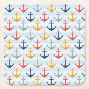 Det nautiska mönster med ankrar underlägg papper kvadrat