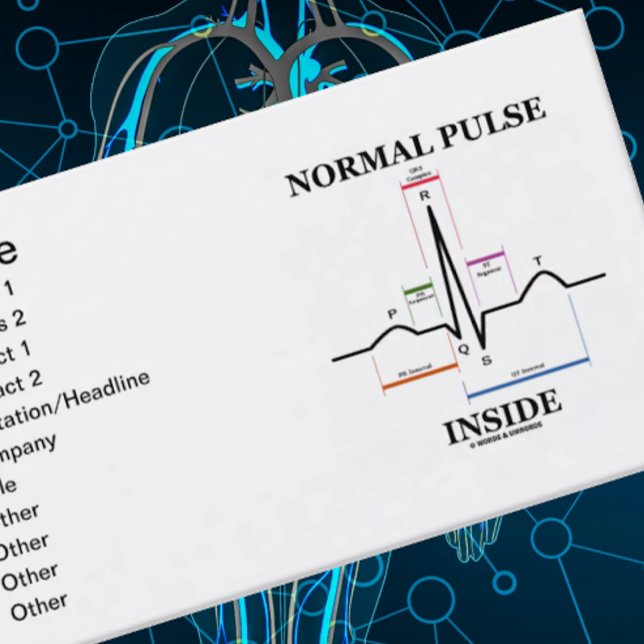 Det normala pulserar insida visitkort (Business card featuring normal sinus rhythm for anyone with a "Normal Pulse Inside")