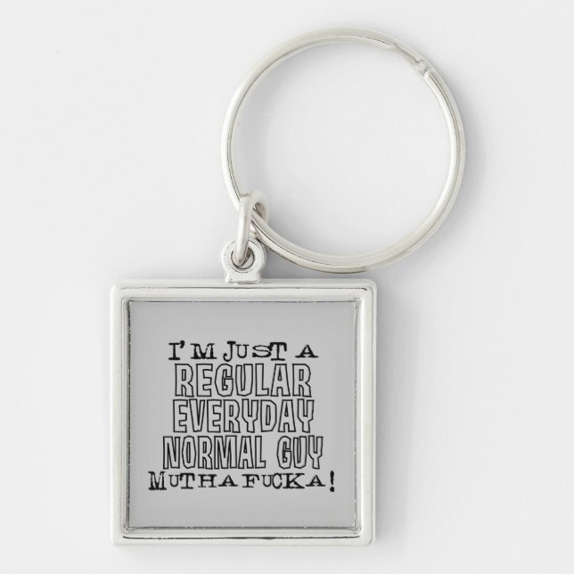 Det normalagrabb fyrkantig silverfärgad nyckelring (Framsidan)