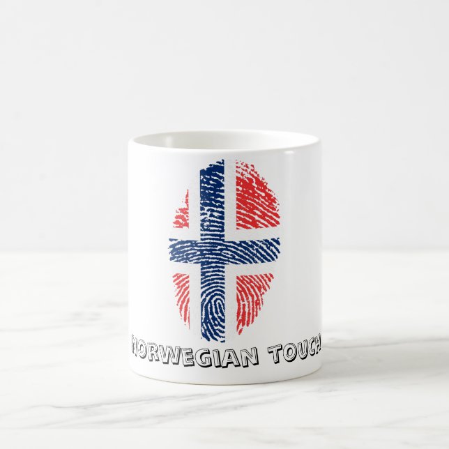 Det norska handlag identifierar med fingeravtryck kaffemugg (Center)