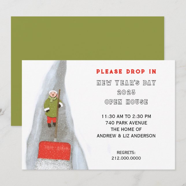 Det nya årets öppna hus i Party Inbjudningar (Fram/baksida)