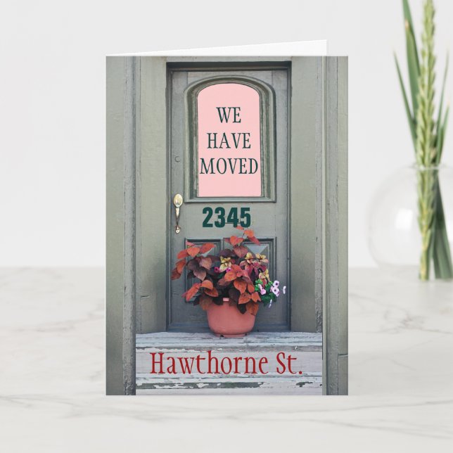 Det nya hemmet flyttat vi " ve hälsningkortet meddelande (Framsida)
