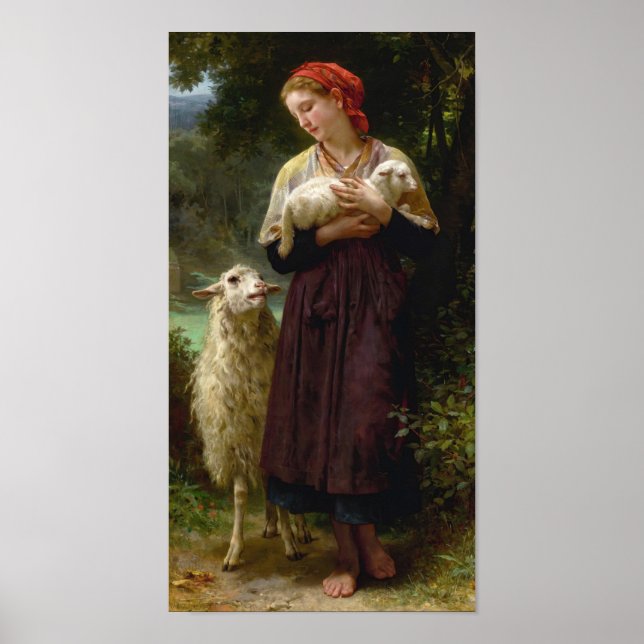 Det nyfödda lammet av William Bouguereau Poster (Framsidan)