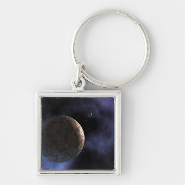 Det nyupptäckta planetliknande objektet fyrkantig silverfärgad nyckelring (Framsidan)