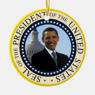 Det Obama porträtt i officiellt presidents- Julgransprydnad Keramik