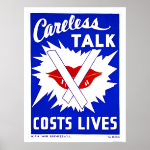 Det oförsiktiga samtalet kostar liv 1943 WPA Poster