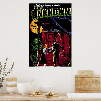 Det Okända Spökhuset Vintage Serietidningar Poster