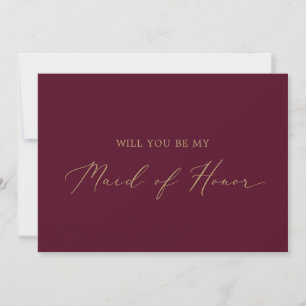 Det ömtåliga Guld Burgundy Maid of honor Frieri ko Inbjudningar