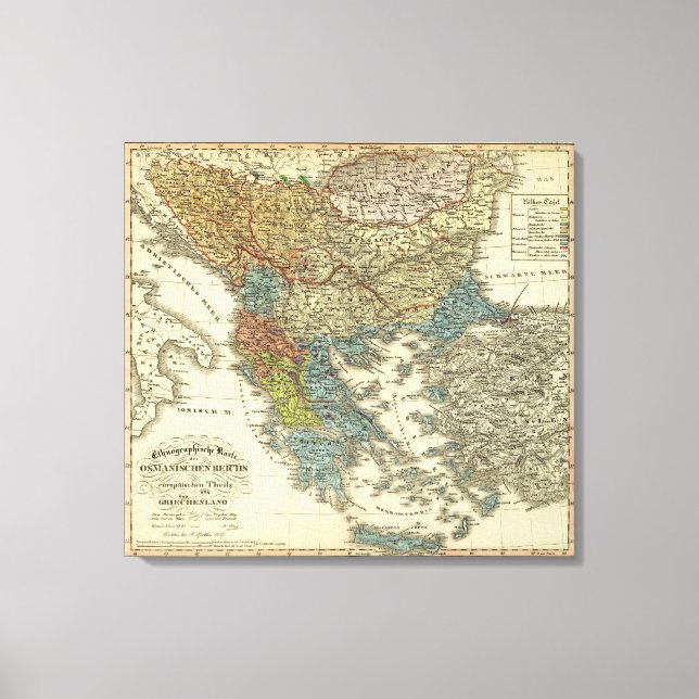 Det ottomanska rikets etnografiska Karta Canvastryck (Framsida)