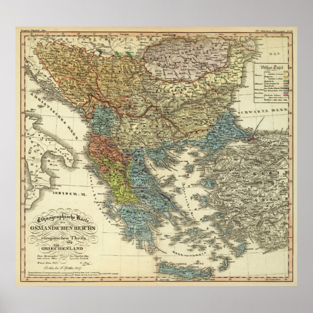 Det ottomanska rikets etnografiska Karta Poster (Framsidan)