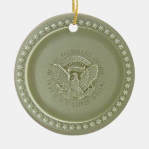 Det ovala kontorstaket, presidents- USA förseglar Julgransprydnad Keramik