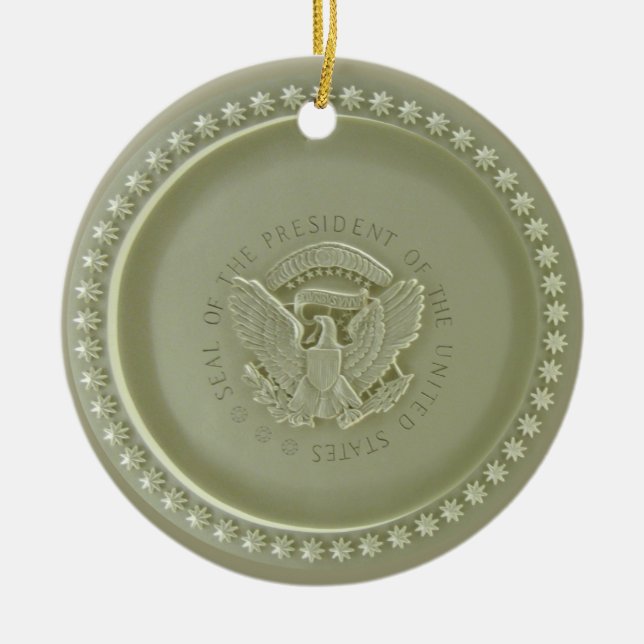 Det ovala kontorstaket, presidents- USA förseglar Julgransprydnad Keramik (Framsidan)