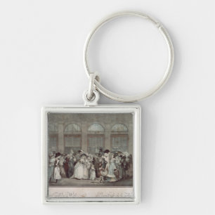 Det Palais Royal gallerit går, 1787 Fyrkantig Silverfärgad Nyckelring
