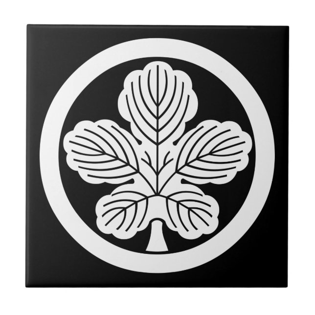 Det pappra mullbärsträdlöv cirklar in kakelplatta (Framsidan)