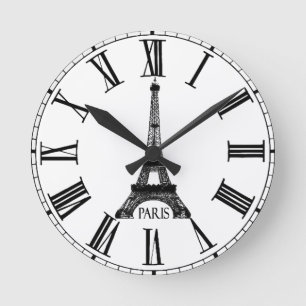 Det Paris Eiffel torn tar tid på fransk Rund Klocka