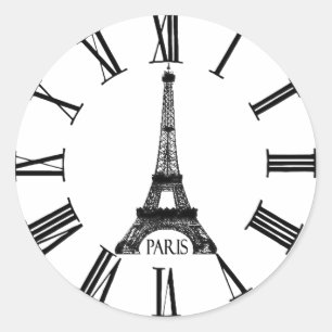 Det Paris Eiffel torn tar tid på fransk Runt Klistermärke