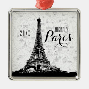 Det Paris Eiffel torn tillfogar ditt namn Julgransprydnad Metall